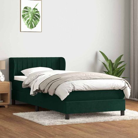 Boxspringbett mit Matratze Dunkelgrün 80x220 cm Samt