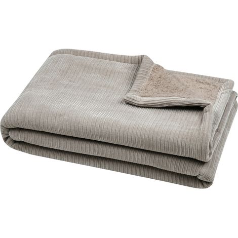 Plaid côtelé ultra doux Naturel 130x160 cm (1/3)