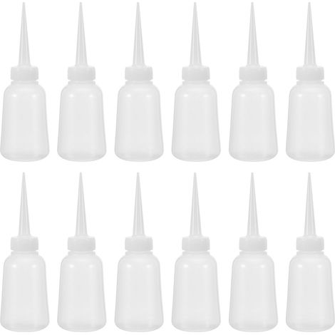 Lot de 12 flacons applicateurs avec bouchon, 150 ml, plastique transparent, embout à aiguille de précision, anti-fuite, pour réparation et fabrication (1/5)