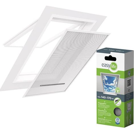 Store Menuiserie – Moustiquaire de fenêtre sans perçage – 140 x 170 cm – Tissu polyester résistant – Système auto-agrippant et fermeture zippée (1/5)