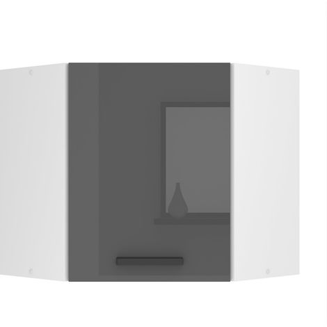 BELINI Meuble Haut Cuisine SGN60 I Meubles de Cuisine - Mural, Rangements, 1 Porte I Taille: 60 x 60 x 58 cm I Armoire Murale d'angle avec Poignée en Métal I Couleur: Argent très Brillant (1/5)