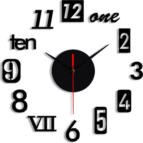 Horloge Murale Sans Cadre - Miroir Adhésif DIY avec Chiffres Romains - Diamètre 50 cm - Pour Salon Chambre Bureau - 1 Pièce (1/5)