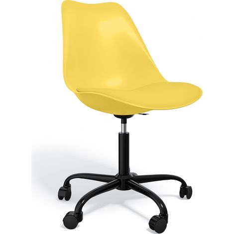 Sedia da ufficio con ruote - Sedia girevole per scrivania - Struttura nera Tulip Giallo