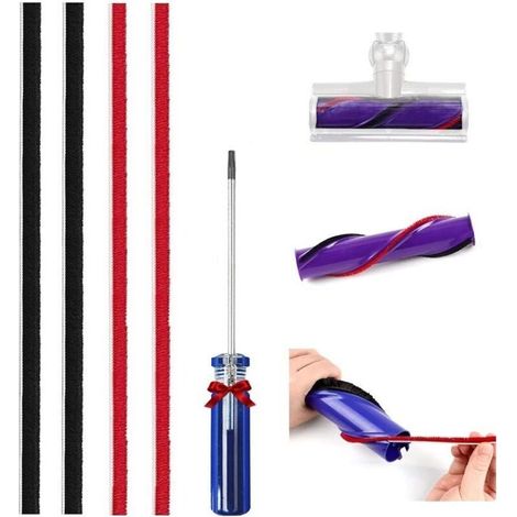 Set of 4 Replacement Plush Vacuum Cleaner Strips for Dyson Original V7 V8 V10 V11 Direct Drive with Screwdriver (1/5)