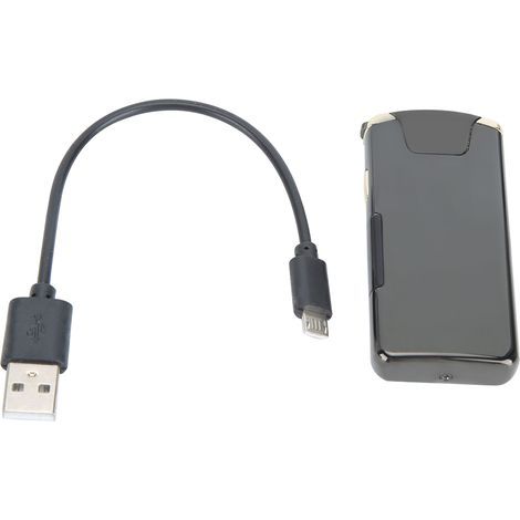 USB-wiederaufladbares, windloses Doppelbogen-Feuerzeug mit schwarzer LED-Anzeige (1/5)