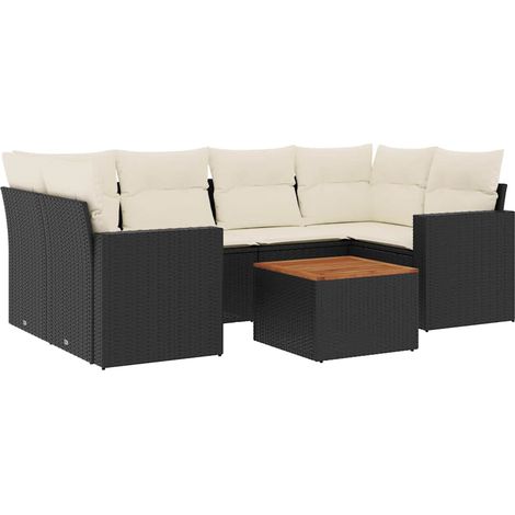 Maison Exclusive - Set Divani da Giardino con Cuscini 7pz Nero Polyrattan