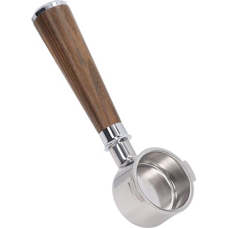 Edelstahlgriff für 51-mm-Siebträger mit zwei Ohren (bodenlos), kompatibel mit Delonghi ECO310, schwarz und Palisander (1/5)