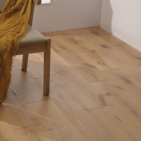 Parquet contrecollé chêne Rustique choix EF - 14/3 x 190 x 1900 mm - huilé brossé, clipsable - botte de 2,16 m² (1/5)