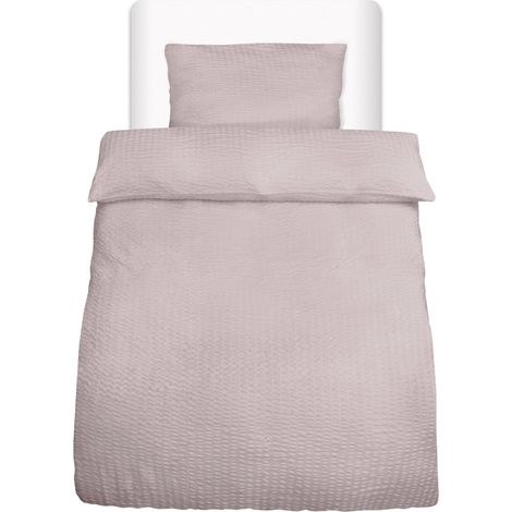 2pcs Seersucker linge de lit 135x200 cm & oreiller 40x80 cm Taupe