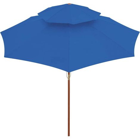 Maison Exclusive - Ombrellone a Due Livelli con Palo in Legno 270 cm Blu (1/5)