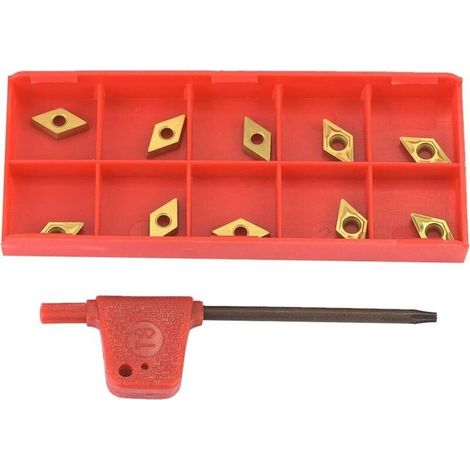 Lame d’usinage en carbure revêtue DCMT070204 – Lot de 10 pièces pour tournage CNC, compatibles DCMT21.51, clé fournie (1/5)