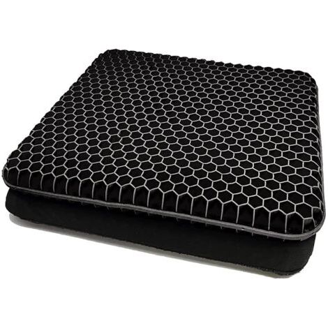 Coussin de Chaise,Coussin de Gel Respirant, Coussin Anti Escarres, Soulage la Pression sur Le Orthopédique avec Housse Antidérapant pour Voiture/Bureau/Maison/Fauteuil Roulant (Noir) (1/5)