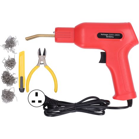 Kit de soudure plastique auto 50W, pistolet à agrafes chaud pour réparation pare-chocs voiture, avec 4 types de clous, rouge, prise UK 220-240V (1/5)