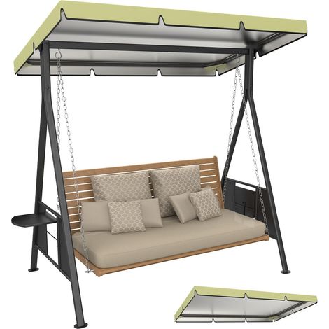 1-Pack Toit De Remplacement pour Balançoire, 6.1x3.8x0.6 Pouce 600D Oxford Épais Toit De Balançoire Tissu Imperméable pour Jardin Extérieur/Cour/Parc/Véranda/Terrasse [Beige] (1/5)