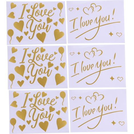 Autocollants Muraux Décoratifs DIY pour Mariage et Saint-valentin, 6 Pièces, Motifs Exquis Dorés en Pvc, Faciles à Retirer sans Laisser de Traces, pour Ballons et Plusieurs styles (1/5)