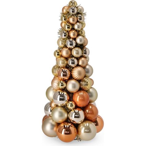 Albero decorativo pino "Joe" con sfere decorative per decorazioni natalizie -Oro (1/2)
