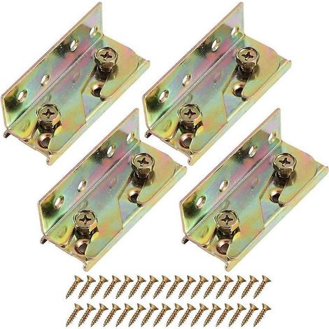 4 supports de barreaux de lit avec 32 vis, supports de cadre de lit, quincaillerie antirouille pour têtes de lit (1/5)