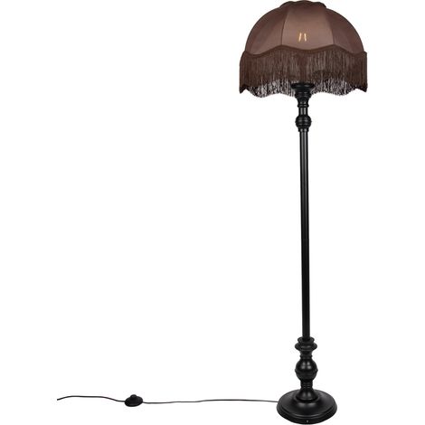 QAZQA Floor Lamp Black with Brown Shade and White Interior 45cm -
