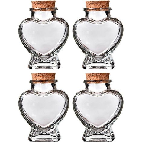 Lot de 4 breloques transparentes pour bouteilles en verre, bouchons en liège, petits pots en verre-8.00X4.00X3.50CM