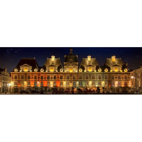 Tableau sur toile place Ducale de nuit 45x135 cm - Impression sur Toile Murale Décorative - Image imprimée en HD sur Toile - Toile sur Châssis en Bois FSC - Fabriqué en France (1/4)