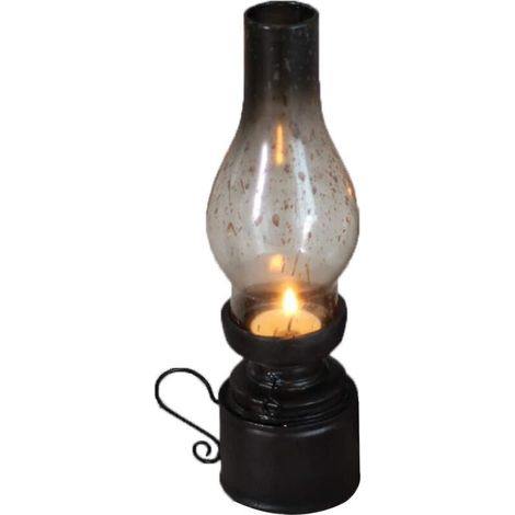 Lampe à pétrole décorative noire vintage – Support élégant pour bougie chauffe-plat, style antique industriel, idéal pour décoration intérieure, salon ou table d’appoint (1/5)
