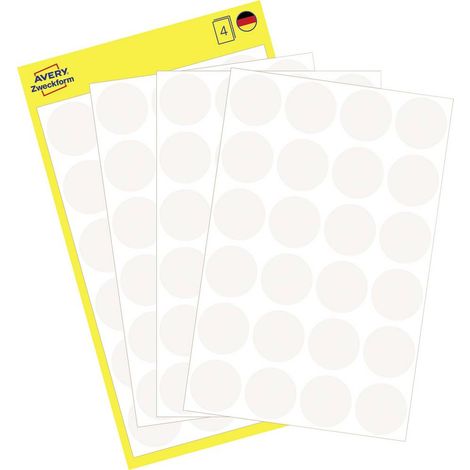 Avery-Zweckform 3170 Etichetta di identificazione a forma di bollino Ø 18 mm Bianco 96 pz. A tenuta permanente Carta (1/5)