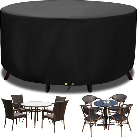 Housse de protection ronde pour meubles de jardin - Tissu Oxford 420D - Résistant UV et coupe-vent - Pour table de jardin et terrasse - Diamètre 160 x 70 cm