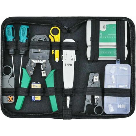 Kit tester cavo rete LAN RJ45 RJ11 RJ12 pinza crimpatrice plug ethernet custodia (1/5)
