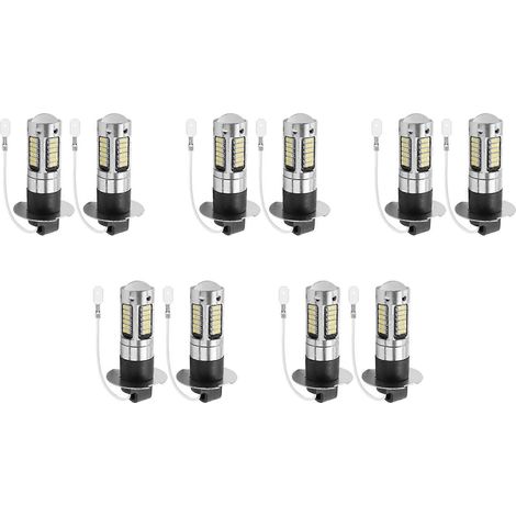 Kit de 10 ampoules LED H3 ultra-lumineuses pour feux de brouillard et feux de jour (DRL), blanc 6000K (1/5)
