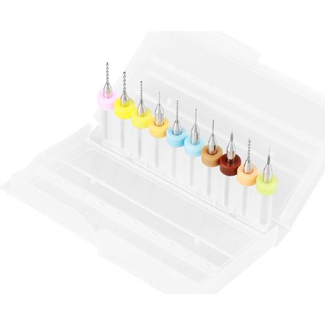 Jeu de 10 micro forets carbure tungstène 0.1-1.0mm pour circuit imprimé PCB