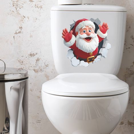 Adesivi murali a tema natalizio, adesivi per WC con Babbo Natale, adesivi murali per la decorazione della casa, autoadesivi, 2424 cm (1/2)