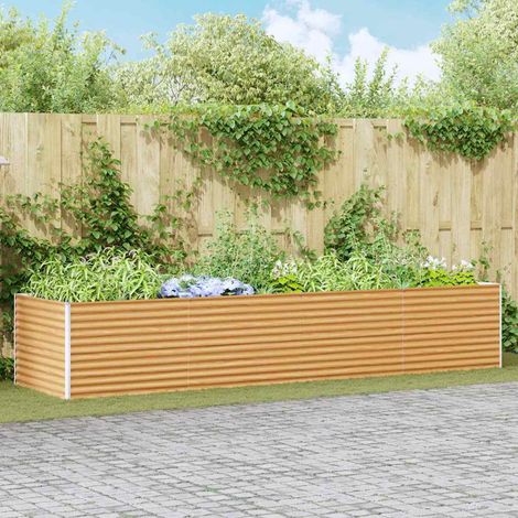 Hochbeet Hellbraun 390 x 100 x 68 cm Verzinkter Stahl