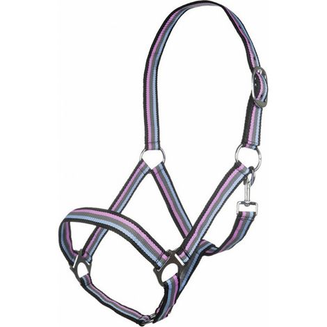 pony, Schwarz und Grau / Weiß und Fuchsia 8520: Stirnband mit verstellbaren Silberplomben Modell Linz (1/4)