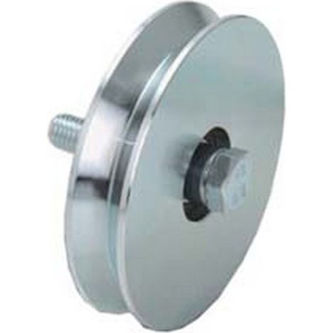 1PZ RUOTA CANCELLI GOLA V 1 CUSCINETTO A SFERA ART.402 - mm.100x21 - portata Kg.230 - gola V 92