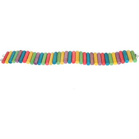 1 Pont suspendu en bois, échelle souple colorée, accessoire jeu pour perroquet, hamster, cage d'oiseau (1/5)