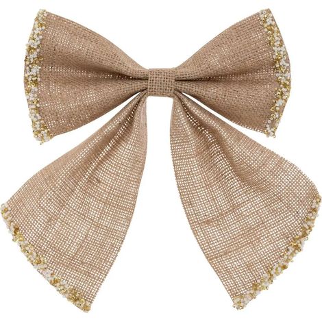 Nœud Déco Noël en Jute "Givré" 24cm Naturel (1/4)