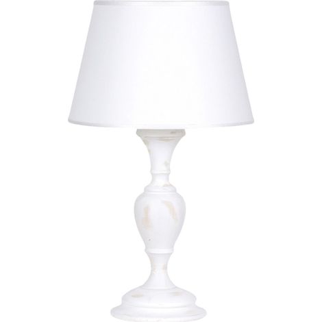 Lume In Legno Classico Bianco Sciupato Con Paralume 1 Luce Folaga