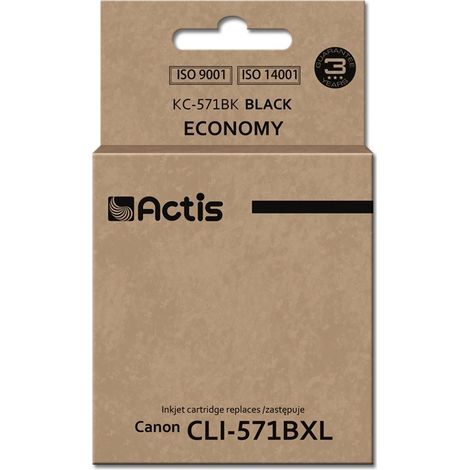 Encre Actis KC-571Bk (remplace Canon CLI-571Y Standard 12 ml noire)