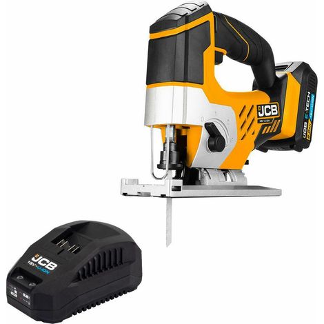 Sega de seghetto alternativo a batteria JCB 18 V 2 Ah, JCB de utensile da taglio per legno e acciaio, velocità de fino a 2500 giri/min, impugnatura a T, batteria e caricabatterie inclusi, borsa de tra