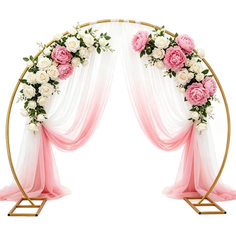 Arco de boda con estructura metálica reutilizable, apto para interiores y exteriores, color dorado, 2 x 1,8 m. (1/2)