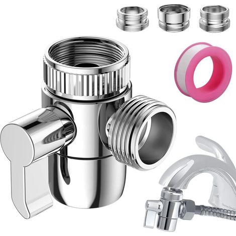Robinet inverseur de douche Weg, robinet d'arrêt pour douchette, pour cuisine ou salle de bain, avec adaptateur de robinet M22-M24 M22-G1/2 pouce