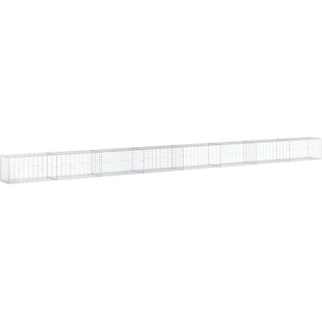 Gabbione cesto recinzione gabbia muro di contenimento con copertura 800 x 50 x 50 cm ferro zincato Argento 020040206