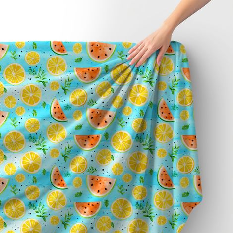 Tissu velours royal polyester à coudre – Motif citrons – RDX2209 (1/4)