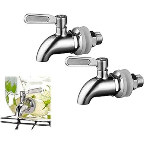 2 piezas, Dispensador de bebidas de 12 mm, Acero inoxidable, Grifo para barril, Grifo para vino, vino, cerveza, grifo para bebidas, Plata (1/5)
