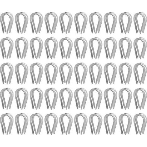 Lot de 50 cosses de câble métallique, autres fixations, outils de montage de câbles en acier inoxydable, cosses de gréement, cosses de voile (M4 (4 mm)) et autres fixations (1/5)