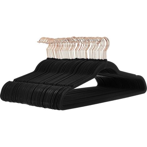 Cintres en velours pour costumes, Lot de 50, noir/doré (1/5)