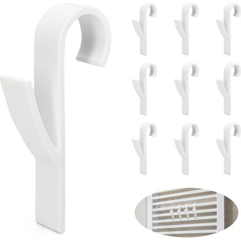Lot de 10 crochets pour sèche-serviettes ronds - Crochets pour radiateur de salle de bain - Crochets blancs sans perçage (1/5)