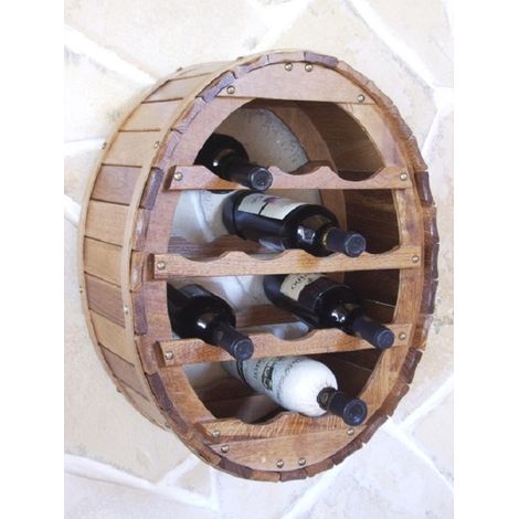 DanDiBo Weinregal Holz Wand Weinfass für 12 Flaschen Braun gebeizt Flaschenständer für die Wandmontage Wandregal zum aufhängen Flaschenregal (1/5)