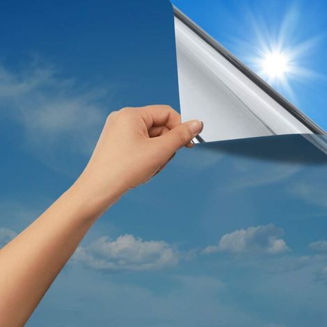 Film Anti Regard Fenetre Adhesif Effet Miroir sans Tain pour Vitre Papier Miroir Anti Chaleur Feuille Miroir Occultant à Sens Unique Protection de Soleil Anti UV Argenté 90x199.5cm