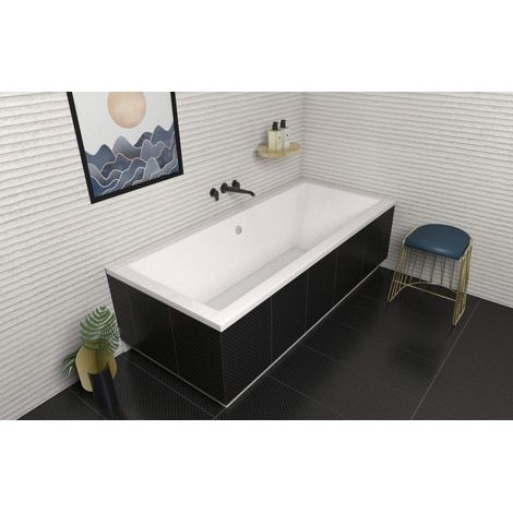 ECOLAM Baignoire rectangle Quadro 180x80 cm, pieds, siphon + silicone. Baignoire rectangle en acrylique (1/5)